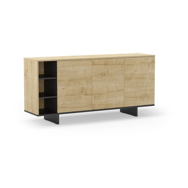 Natúr színű alacsony komód tölgyfa dekorral 170x80 cm Cequoia – Marckeric-image-2