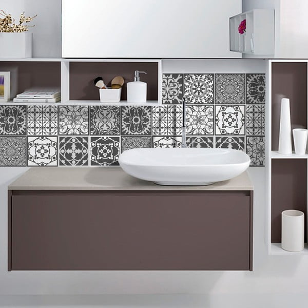 Noir 16 részes dekorációs falmatrica szett, 15 x 15 cm - Ambiance-image-1