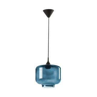Ambar fekete függőlámpa kék üveg búrával, ø 25 cm - Tierra Bella
