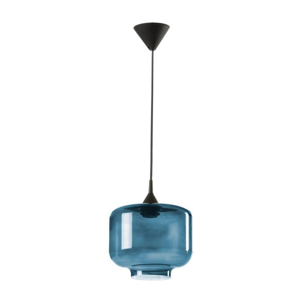 Ambar fekete függőlámpa kék üveg búrával, ø 25 cm - Tierra Bella
