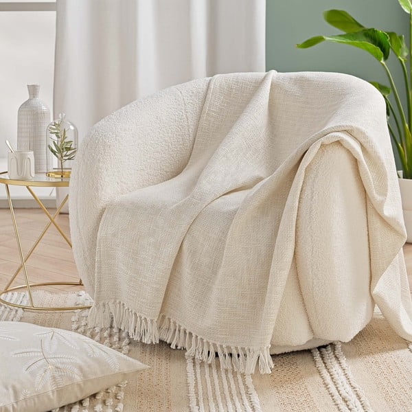 Krémszínű pamutkeverék takaró 125x150 cm Ziggy – douceur d'intérieur-image-2