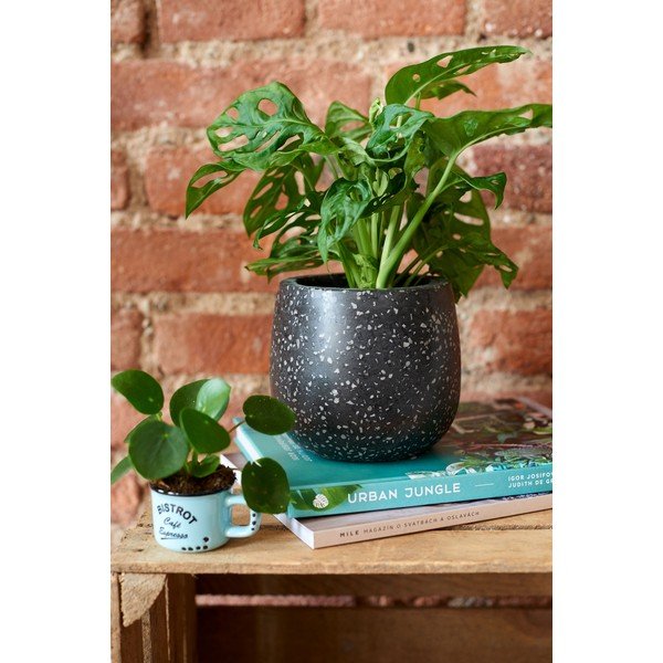 Braydon fekete-szürke beton virágcserép - Kave Home-image-1