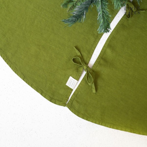 Zöld kerek szőnyeg karácsonyfa alá ø 125 cm - Linen Tales-image-1