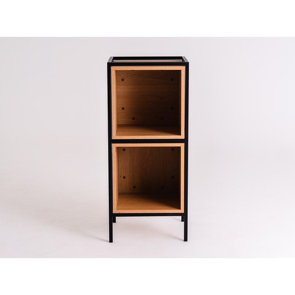 Fekete könyvespolc tölgyfa dekorral 45x102 cm Skap - CustomForm-image-2