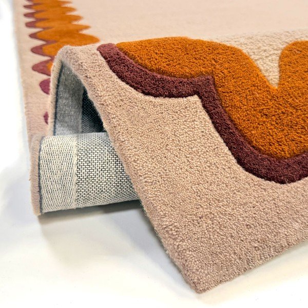 Narancssárga-natúr színű kézi szövésű gyapjú futószőnyeg 80x230 cm Wiggle Wool – Flair Rugs-image-3