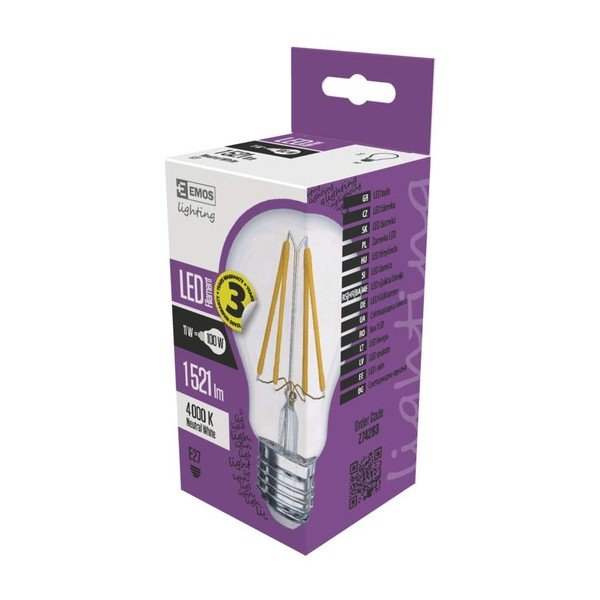 Filament Natural White LED izzó, A60, NW, 11W E27 - EMOS-image-2