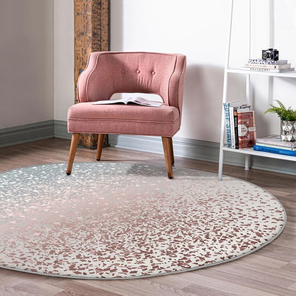Szürke-rézszínű mosható-robotporszívóval tisztítható kerek szőnyeg ø 80 cm Comfort – Mila Home-image-3