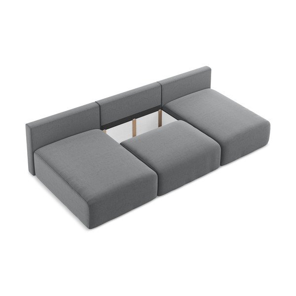 Szürke bársony kinyitható-tárolóhelyes (U alakú) sarokkanapé Kalena – Makamii-image-4