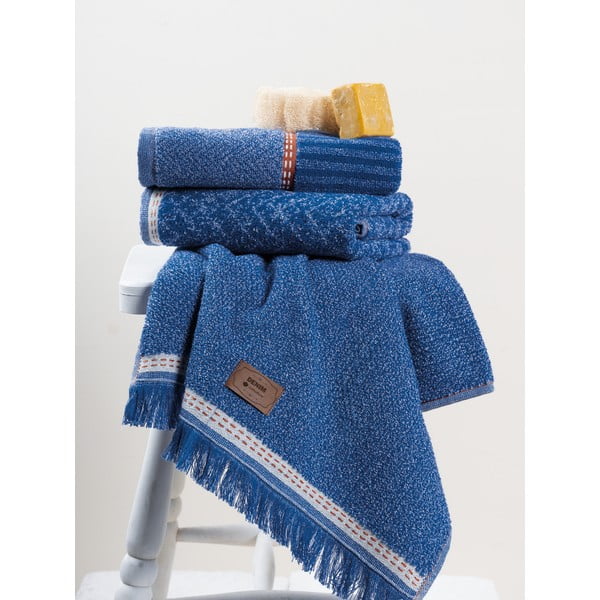 Kék törölköző szett 3 db-os 50x90 cm Denim – Foutastic