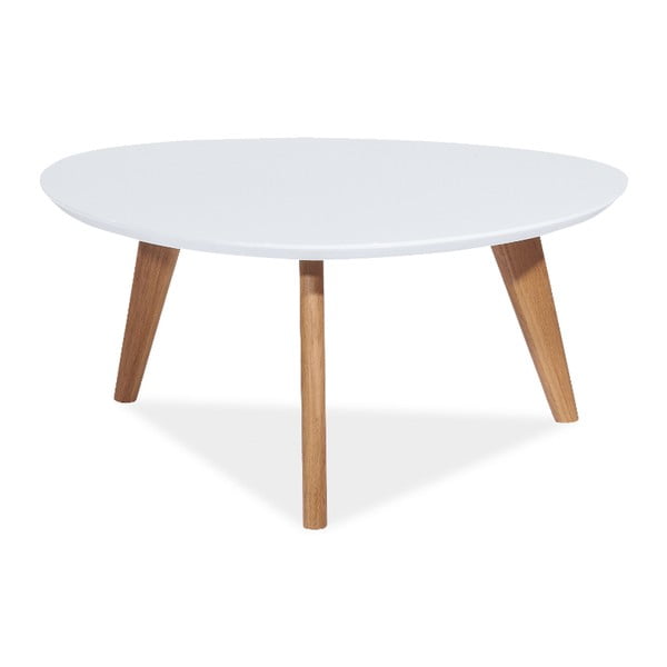Milan fehér kisasztal tölgyf lábakkal, 80 x 80 cm - Signal
