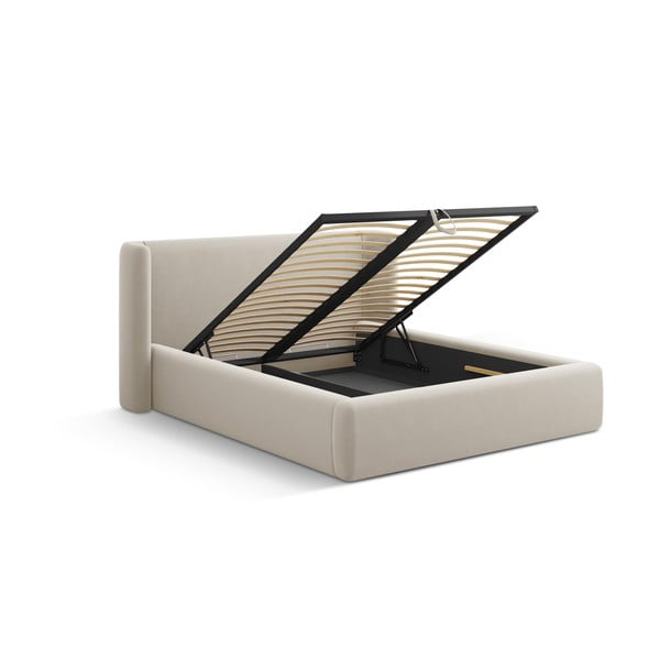 Bézs kárpitozott ágyneműtartós franciaágy ágyráccsal 180x200 cm Jason – Windsor & Co Sofas-image-3