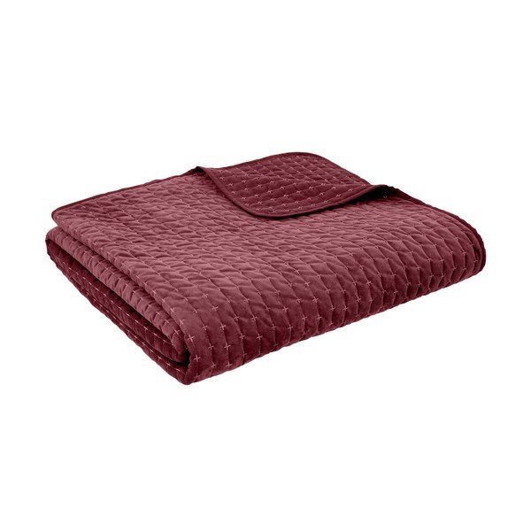 Borvörös bársony steppelt ágytakaró 240x260 cm Attica Velvet – Bianca