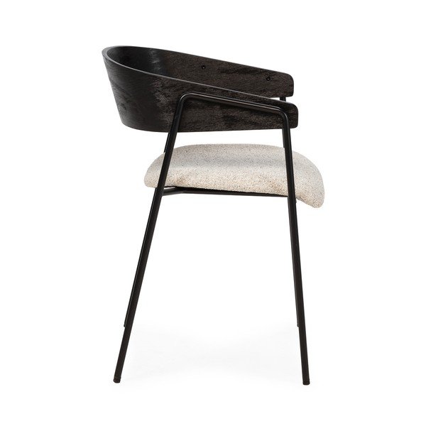 Fekete-bézs kárpitozott karfás étkezőfotel szett 2 db-os Cora – MOME-image-3