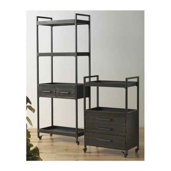 Gerome fekete polcos fém szekrény 3 fiókkal - Geese-image-1
