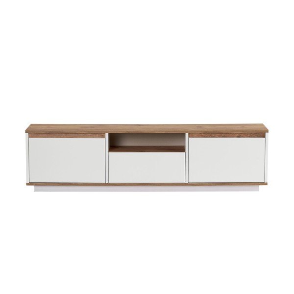 Fehér-natúr színű TV-állvány borovi fenyő dekorral 160x42x30 cm Sentinel – Kalune Design-image-3