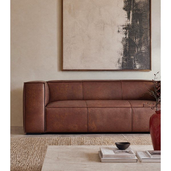 Konyakbarna bőr kanapé 227 cm Madame – Windsor & Co Sofas-image-3