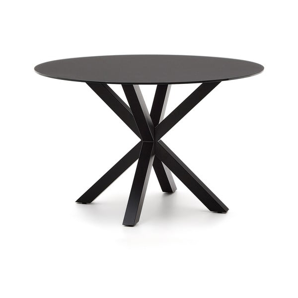 Fekete kerek étkezőasztal üveg asztallappal ø 120 cm Argo – Kave Home