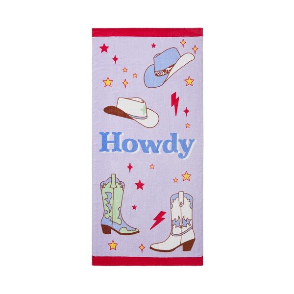 Lila frottír pamut strandtörölköző 76x160 cm Howdy Cowgirl – Sassy B