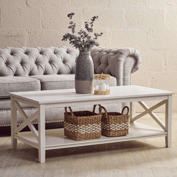 Fehér dohányzóasztal 60x120 cm Heritage – Premier Housewares-image-1