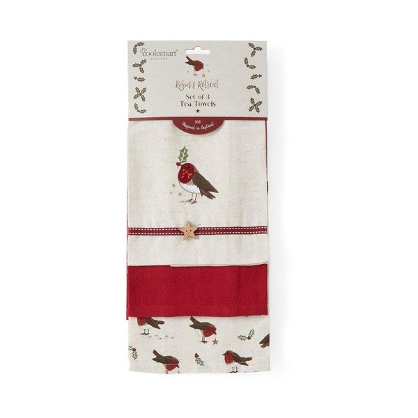 Lenkeverék konyharuha szett 3 db-os 45x65 cm Robin's Retreat – Cooksmart ®