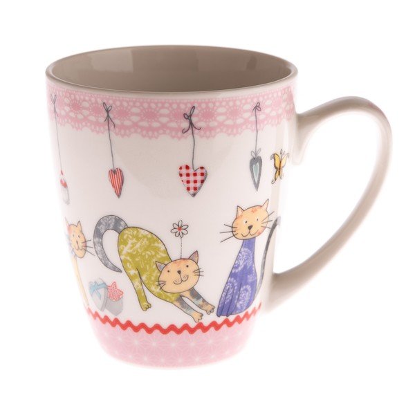 Pinky színes cicás porcelán bögre, 390 ml - Dakls