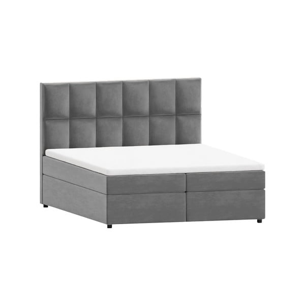 Világosszürke ágyneműtartós boxspring ágy 180x200 cm Flip – Ropez