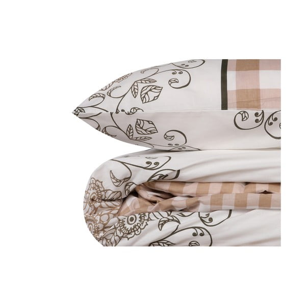 Fehér-rózsaszín egyszemélyes renforcé pamut ágyneműhuzat 140x200 cm Nazenin – Mijolnir-image-2