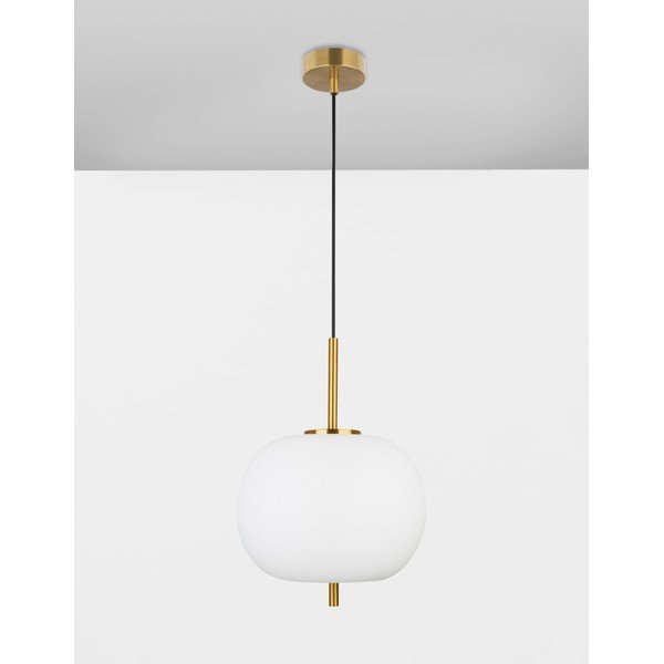 Fehér-sárgaréz színű üveg függőlámpa ø 30 cm Lato – Nova Luce-image-4