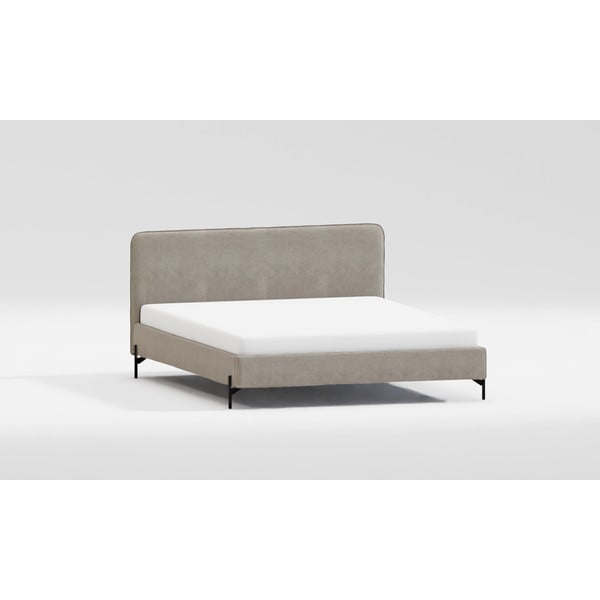 Világosbarna kárpitozott egyszemélyes ágy ágyráccsal 90x200 cm Barker – Ropez-image-3