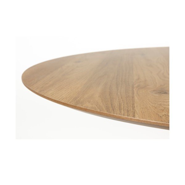 Kerek étkezőasztal tölgyfa dekoros asztallappal ø 110 cm Steven – White Label-image-3