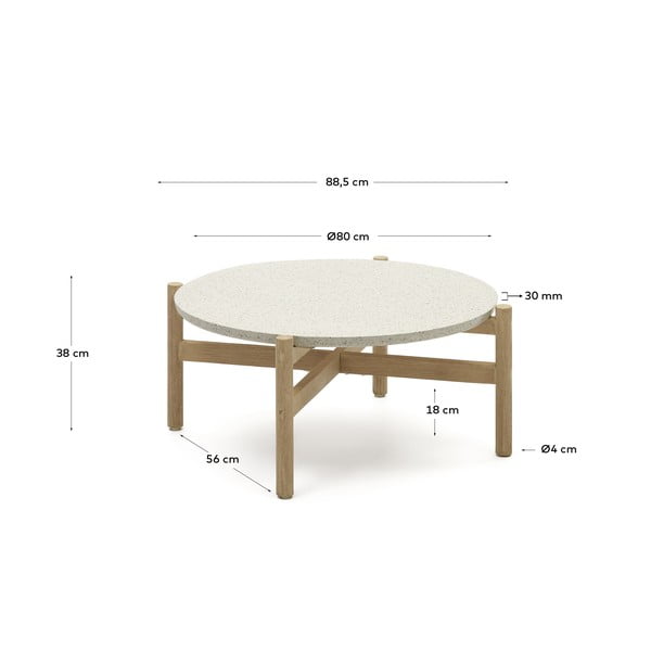 Kerek kerti dohányzóasztal terrazzo asztallappal ø 88,5 cm Pola – Kave Home-image-4