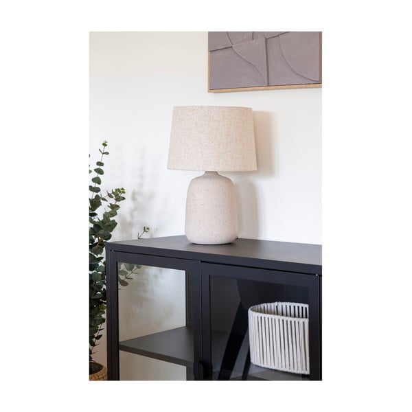 Krémszínű asztali lámpa textil búrával (magasság 47 cm) Croft – House Nordic-image-1