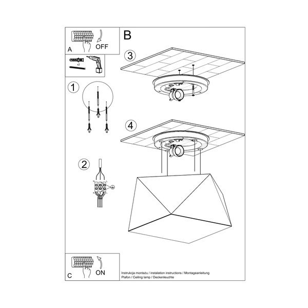 Ezüstszínű mennyezeti lámpa 25x25 cm Koma – Sollux-image-4