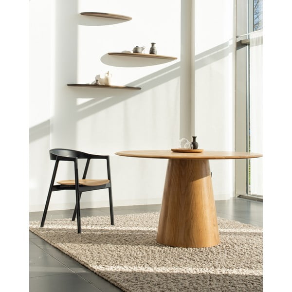 Natúr színű tölgyfa kerek étkezőasztal ø 126 cm Mushroom – Gazzda-image-3