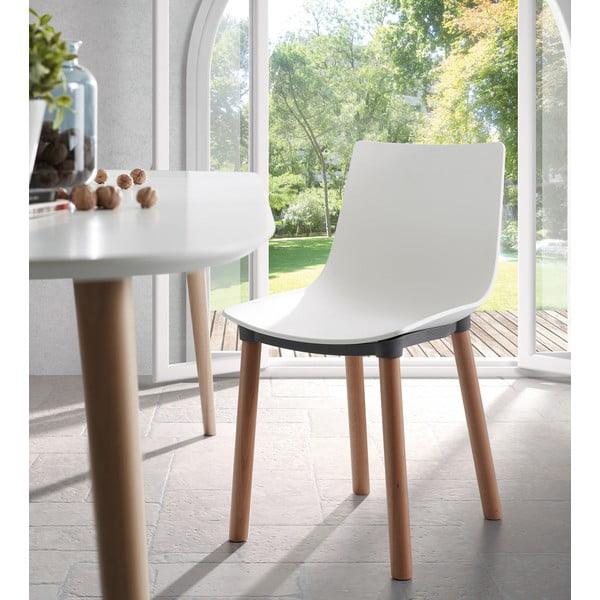 Fehér bővíthető étkezőasztal fehér asztallappal 100x160 cm Oqui – Kave Home-image-3