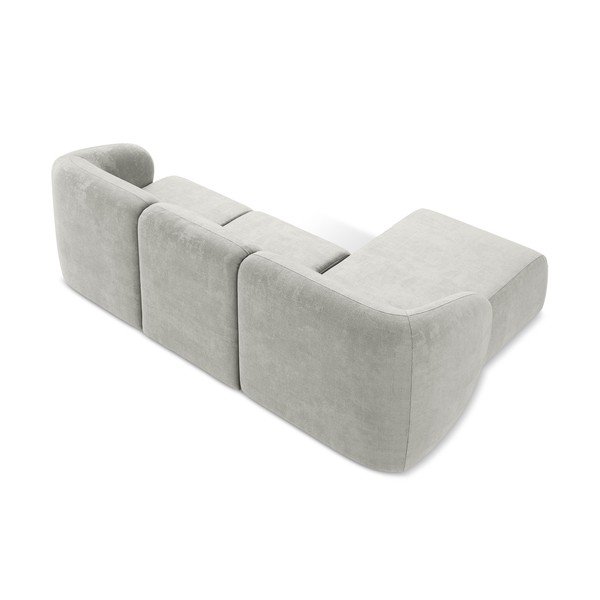 Világosszürke zsenília sarokkanapé (bal oldali-heverő résszel) Lani – Makamii-image-3