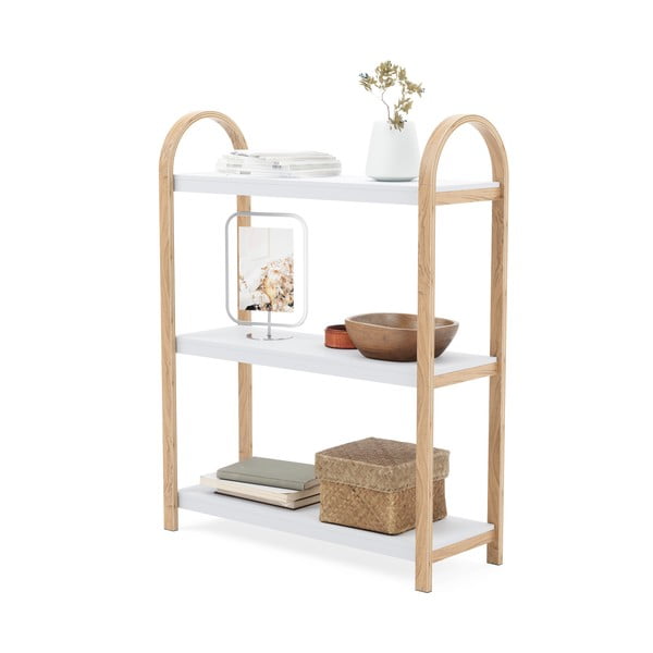 Fehér-natúr színű polcos állvány  egzotikus fa dekorral 72x90 cm Bellwood – Umbra-image-4
