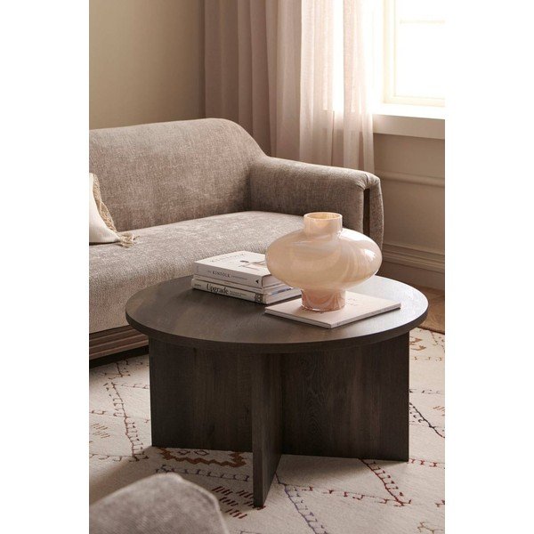Barna MDF kerek dohányzóasztal ø 85 cm Poppy – Ellos Home-image-2
