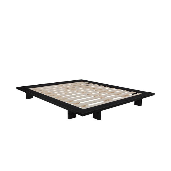 Japan Double Latex Black/Black borovi fenyőfa franciaágy matraccal, 160 x 200 cm - Karup Design-image-3