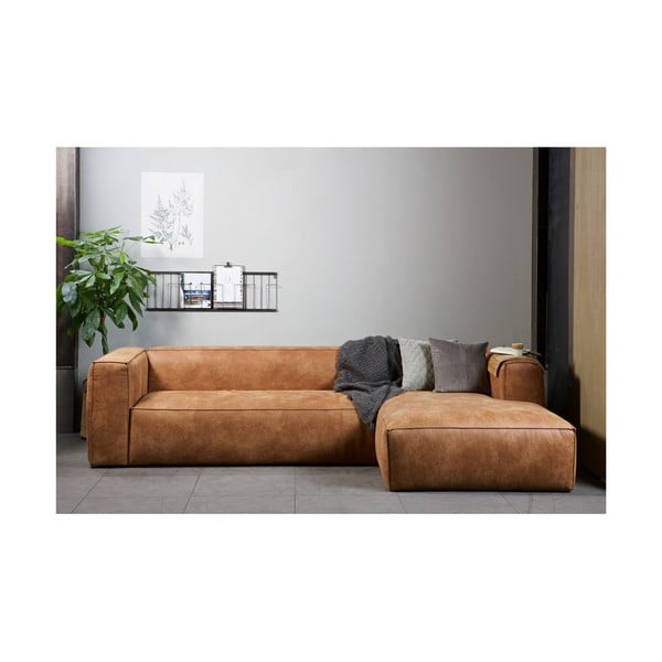 Bean barna jobb oldali sarokkanapé újrahasznosított bőrből - WOOOD-image-1