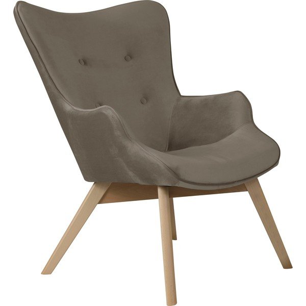 Világosbarna bársony fotel Niko – Ropez