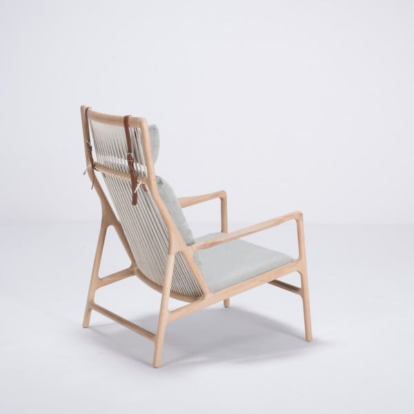 Dedo tölgyfa fotel kékesszürke szövet ülőrésszel - Gazzda-image-2