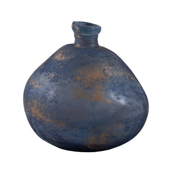 Simplicity kék patinás újrahasznosított üveg váza, magasság 33 cm - Ego Dekor