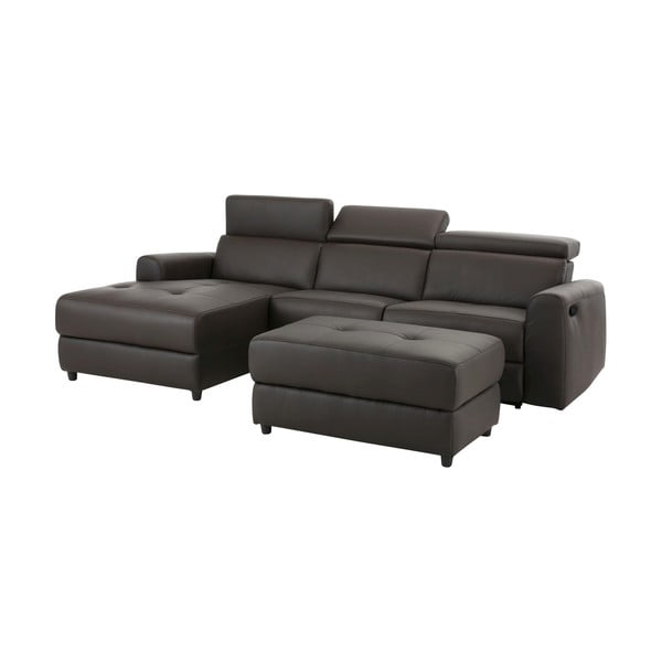 Sötétbarna bőr sarokkanapé (bal oldali) Capena – Støraa-image-4