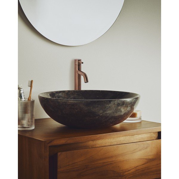 Szürke kő kerek mosdókagyló ø 40 cm Darnen – Kave Home-image-1