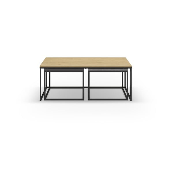 Szürke-natúr színű dohányzóasztal szett 3 db-os 60x110 cm Camelia – Marckeric-image-2