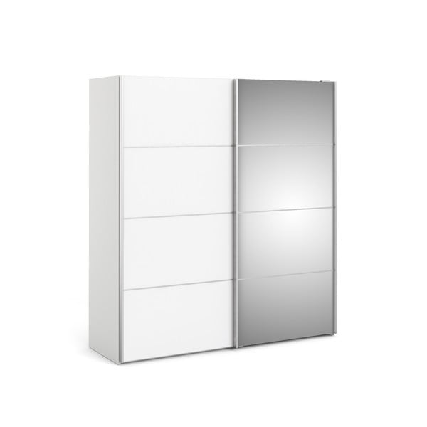 Verona fehér ruhásszekrény tükörrel és tolóajtókkal, 182 x 202 cm - Tvilum-image-3