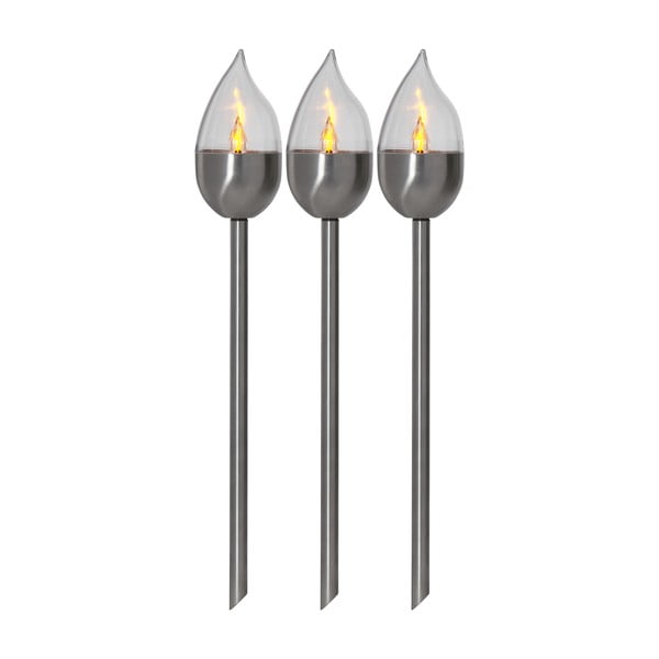 Napelemes LED talajba szúrható kültéri lámpa szett 3 db-os (magasság 40 cm) Olympus – Star Trading