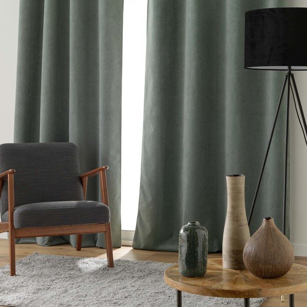 Khaki bársony függöny 140x260 cm Olympe – douceur d'intérieur-image-2