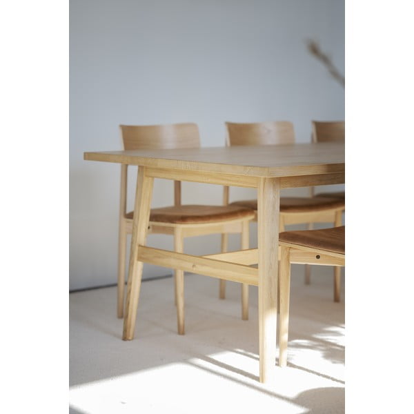 Natúr színű étkezőasztal tölgyfa dekorral 100x220 cm Plainfield – Rowico-image-4